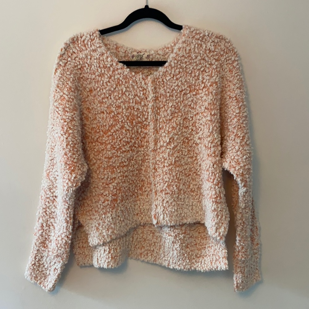 super soft orange and white sweater
